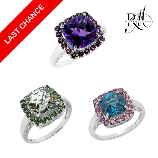 Gem RoManse Rhodium Plated Sterling Silver Cocktail Ring
