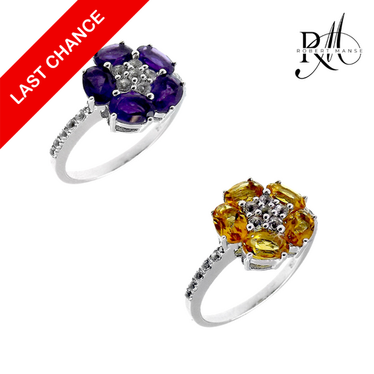 Gem RoManse Flower Multi-Gemstone Sterling Silver Ring