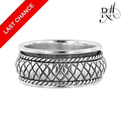BroManse Quilted Sterling Silver Fidget Band Ring
