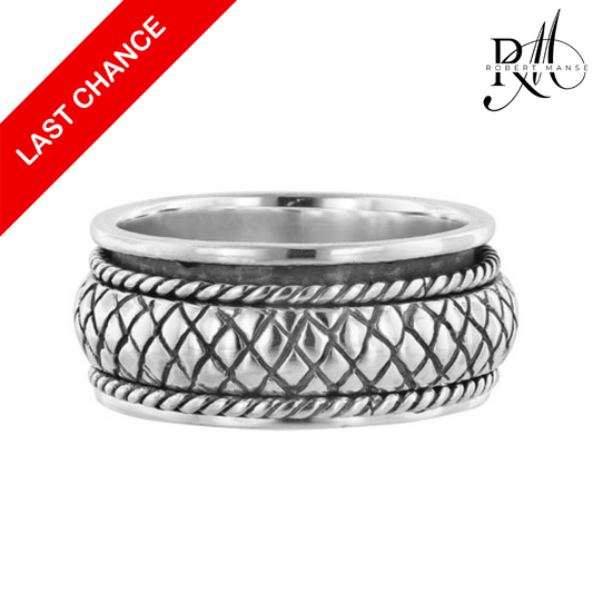 BroManse Quilted Sterling Silver Fidget Band Ring