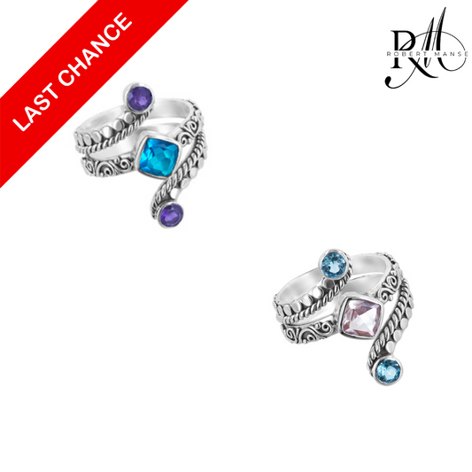 Bali RoManse Sterling Silver Wrap Around Filigree Multi Gemstone Ring