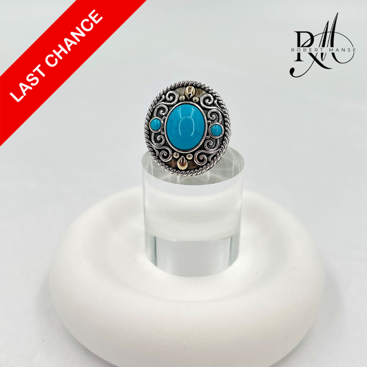Gem RoManse Turquoise Sterling Silver & 18k Gold Accent Cocktail Ring