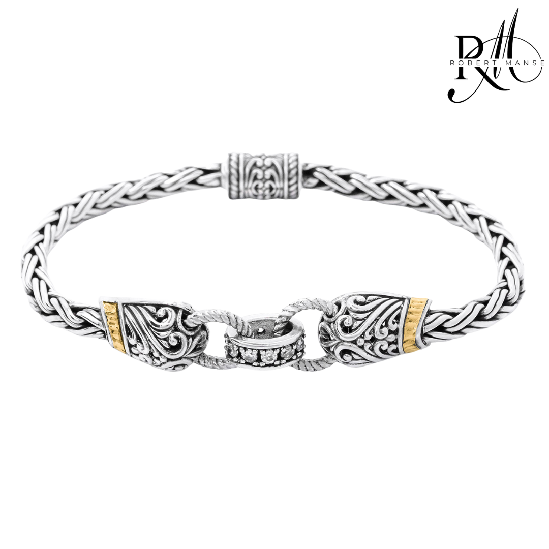 Bali RoManse White Zircon Interlocking Sterling Silver Bracelet