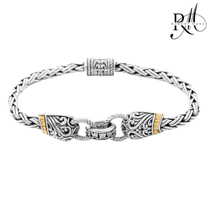 Bali RoManse White Zircon Interlocking Sterling Silver Bracelet