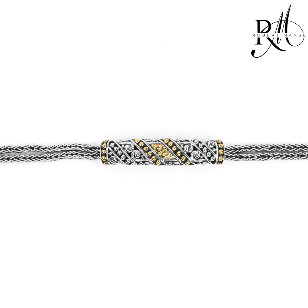 Bali RoManse Two-Tone Double Row Foxtail Chain Bracelet