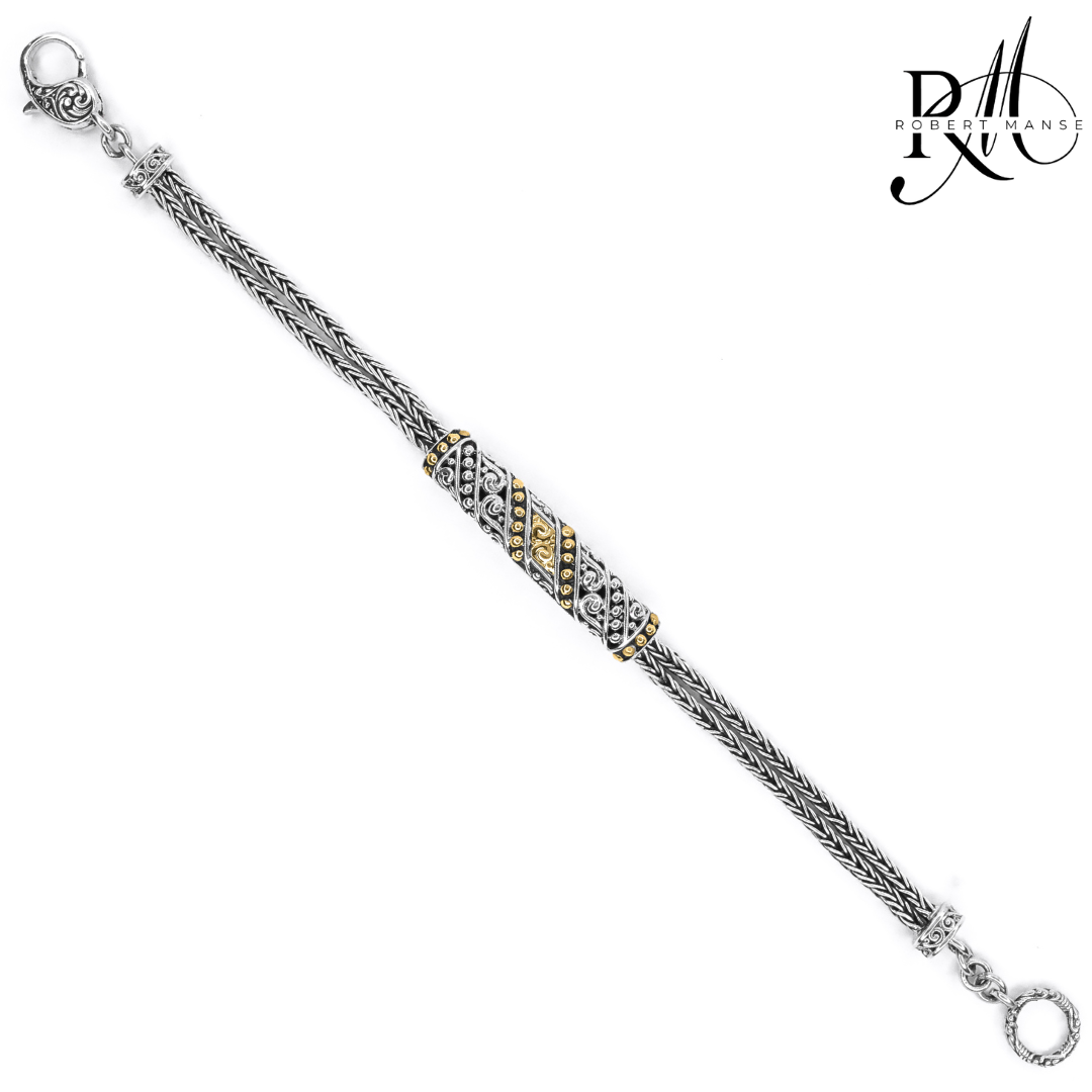 Bali RoManse Two-Tone Double Row Foxtail Chain Bracelet