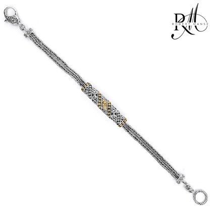 Bali RoManse Two-Tone Double Row Foxtail Chain Bracelet