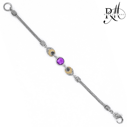 Bali RoManse Gemstone & Two-Tone Station Bracelet