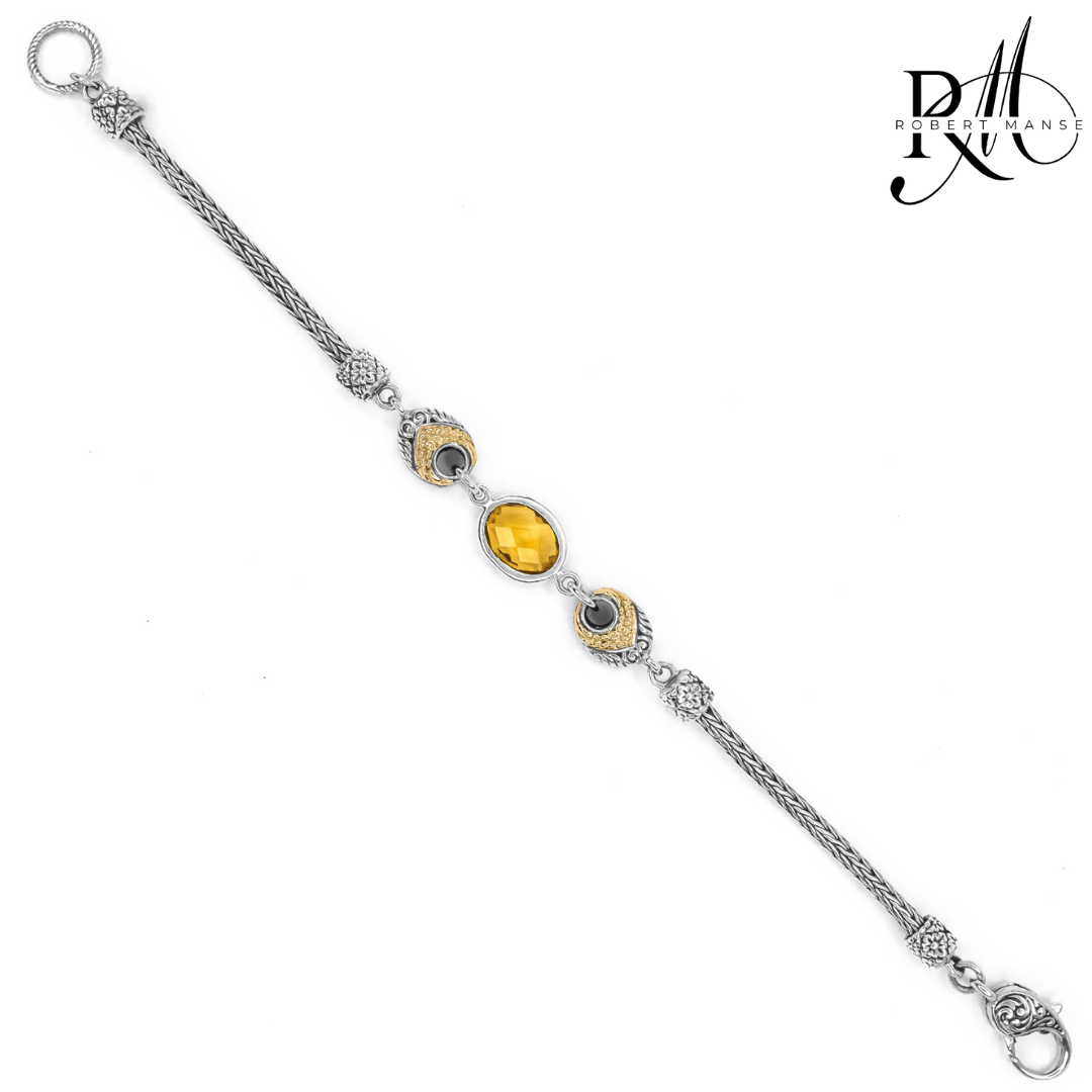 Bali RoManse Gemstone & Two-Tone Station Bracelet