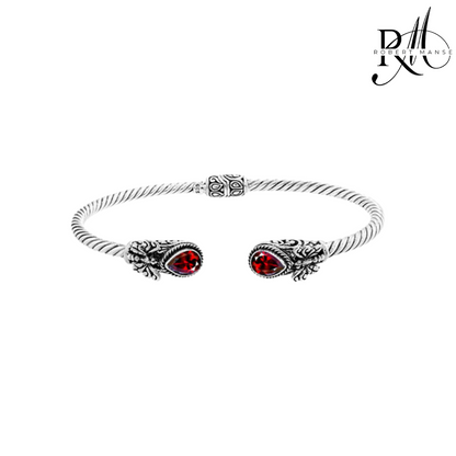 Bali RoManse Gemstones & Butterfly Sterling Silver Hinged Cuff Bracelet