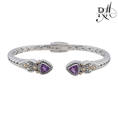 Bali RoManse Trillion Gemstone Sterling Silver Cuff Bracelet