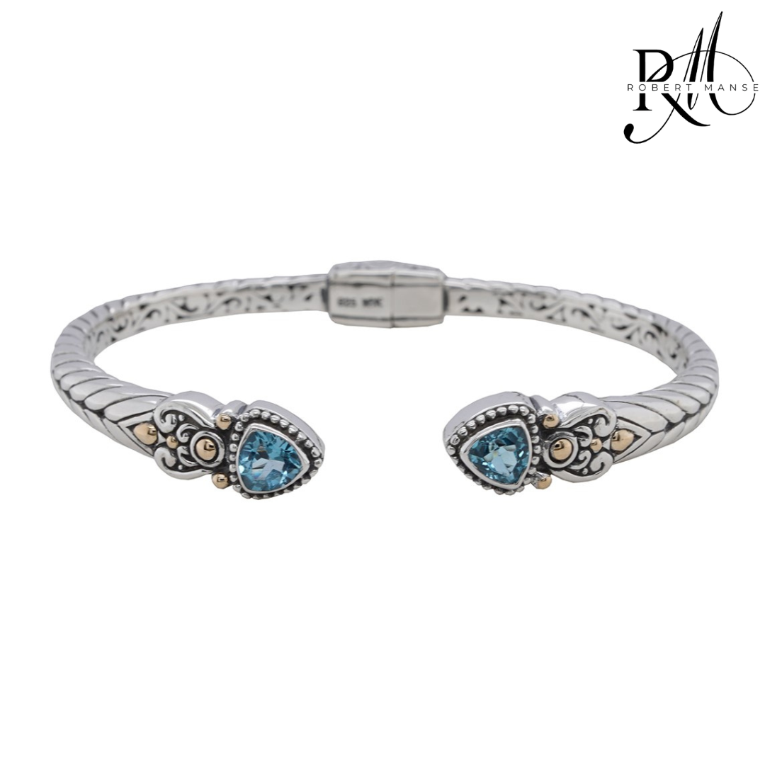 Bali RoManse Trillion Gemstone Sterling Silver Cuff Bracelet