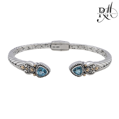 Bali RoManse Trillion Gemstone Sterling Silver Cuff Bracelet