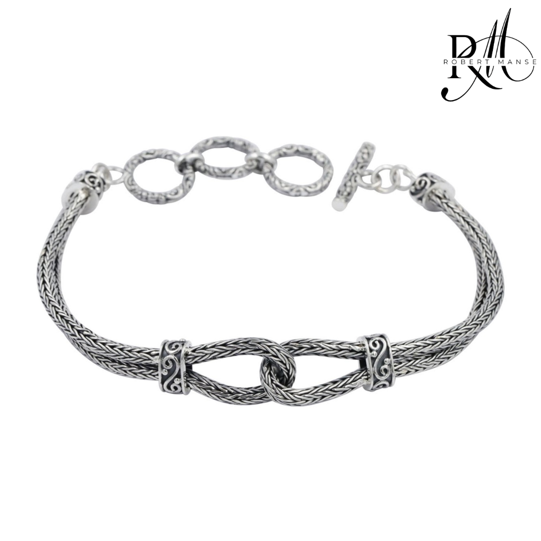 Bali RoManse Infinity Knot Tulang Naga Sterling Silver Bracelet