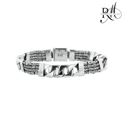 BroManse Chain Link & Byzantine Sterling Silver Bracelet