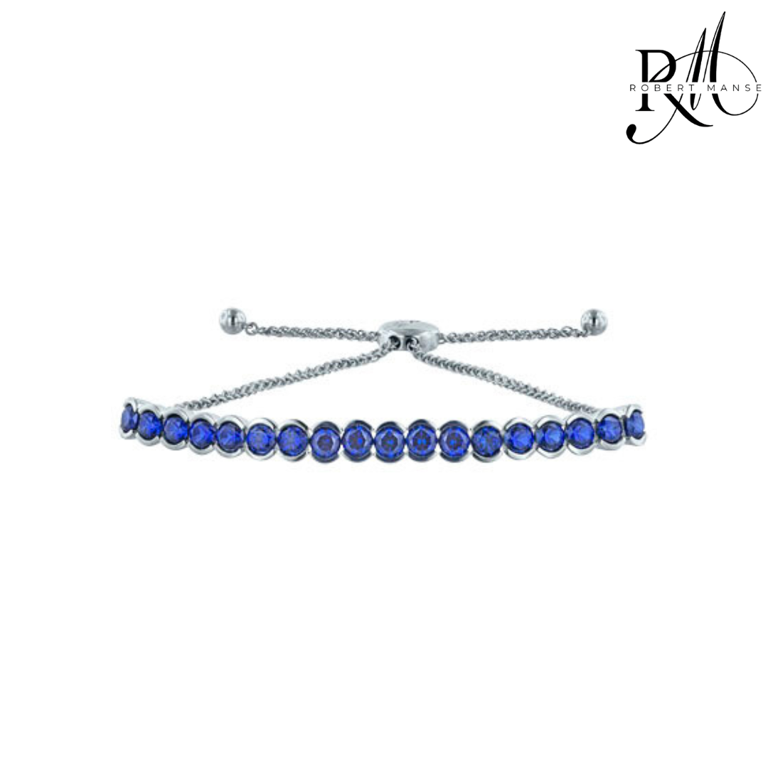 Gem RoManse Lab Sapphire Adjustable Sterling Silver Bracelet
