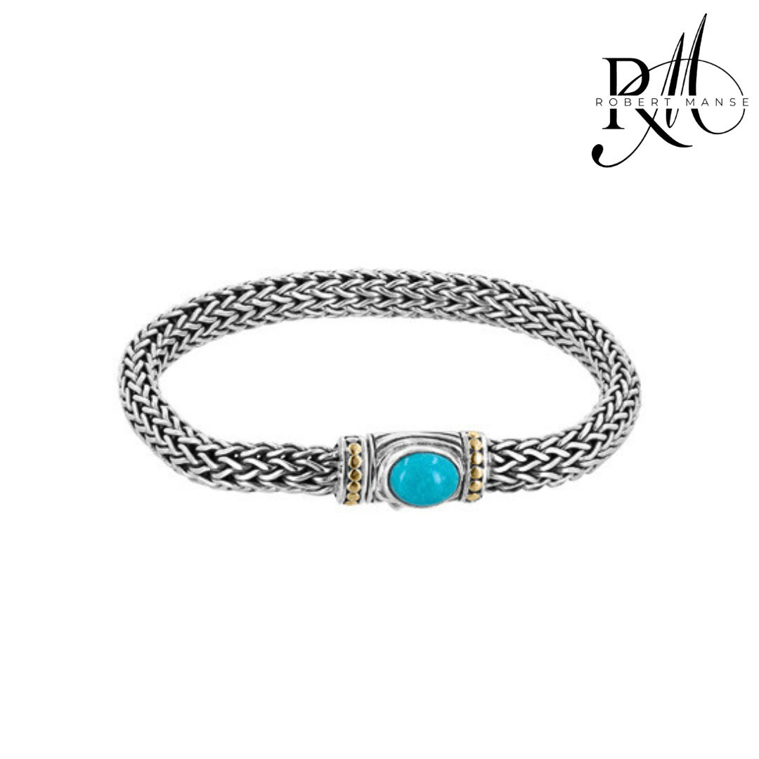 Bali RoManse Turquoise Tulang Naga Sterling Silver & 18k Gold Bracelet