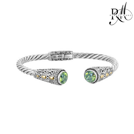 Bali RoManse Peridot Sterling Silver & 18K Gold Cuff Bracelet
