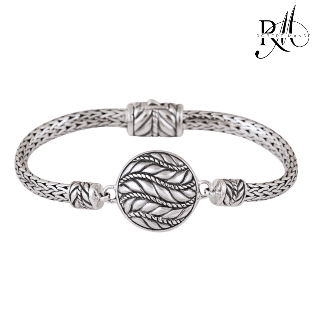 Bali RoManse Medallion Braided Sterling Silver Bracelet