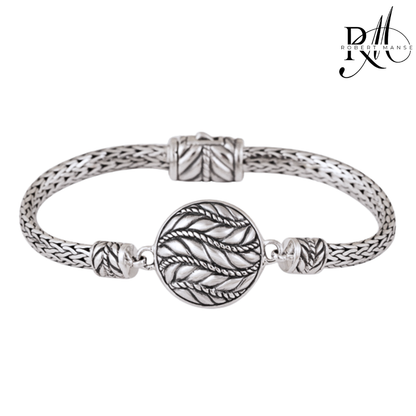 Bali RoManse Medallion Braided Sterling Silver Bracelet