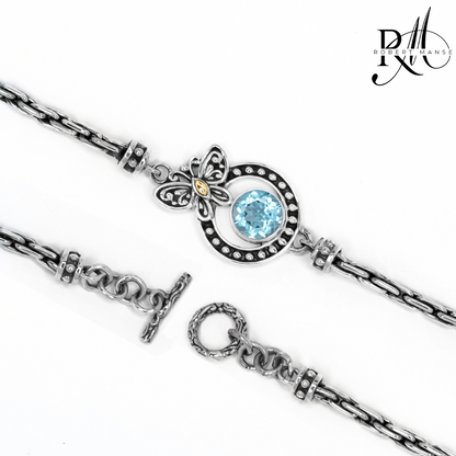 Bali RoManse Butterfly & Gemstone Sterling Silver Padian Bracelet