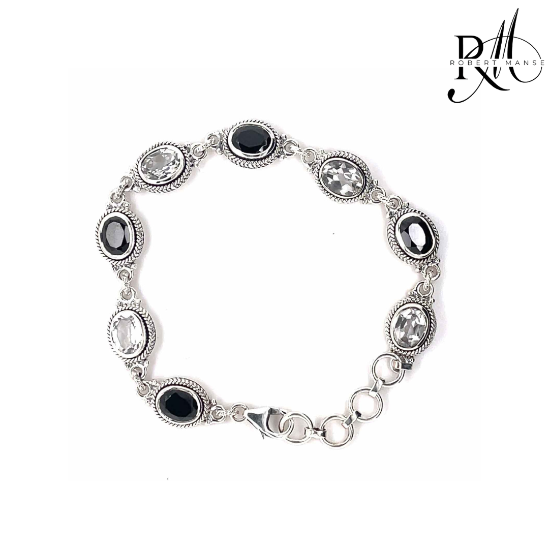 Gem RoManse Chunky Tennis Style Sterling Silver Bracelet