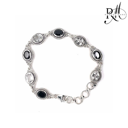 Gem RoManse Chunky Tennis Style Sterling Silver Bracelet