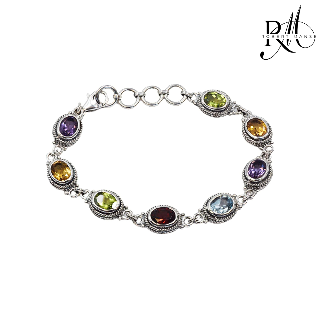 Gem RoManse Chunky Tennis Style Sterling Silver Bracelet