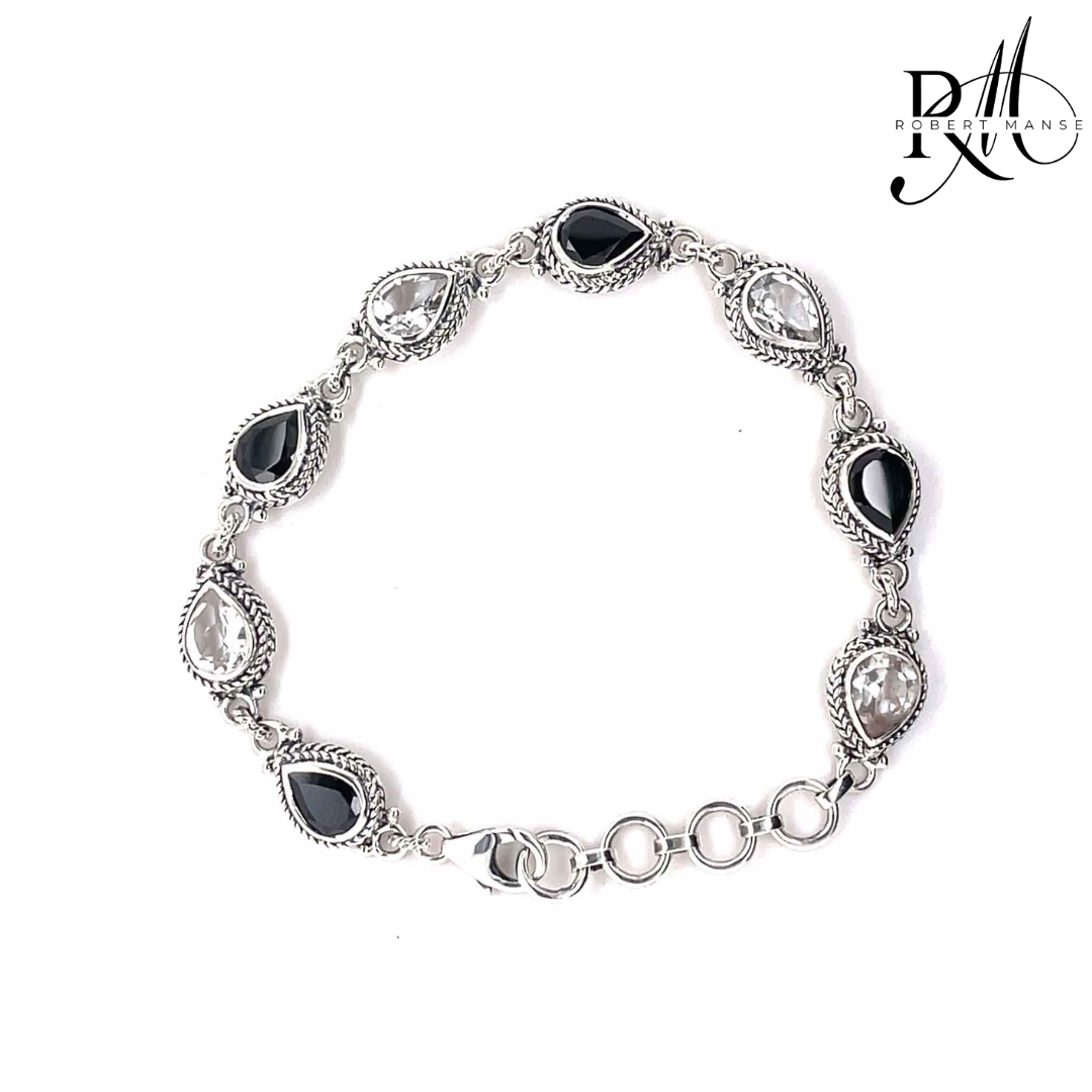 Gem RoManse Chunky Tennis Style Sterling Silver Bracelet