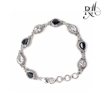 Gem RoManse Chunky Tennis Style Sterling Silver Bracelet
