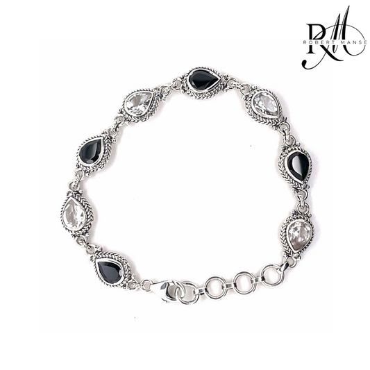 Gem RoManse Chunky Tennis Style Sterling Silver Bracelet