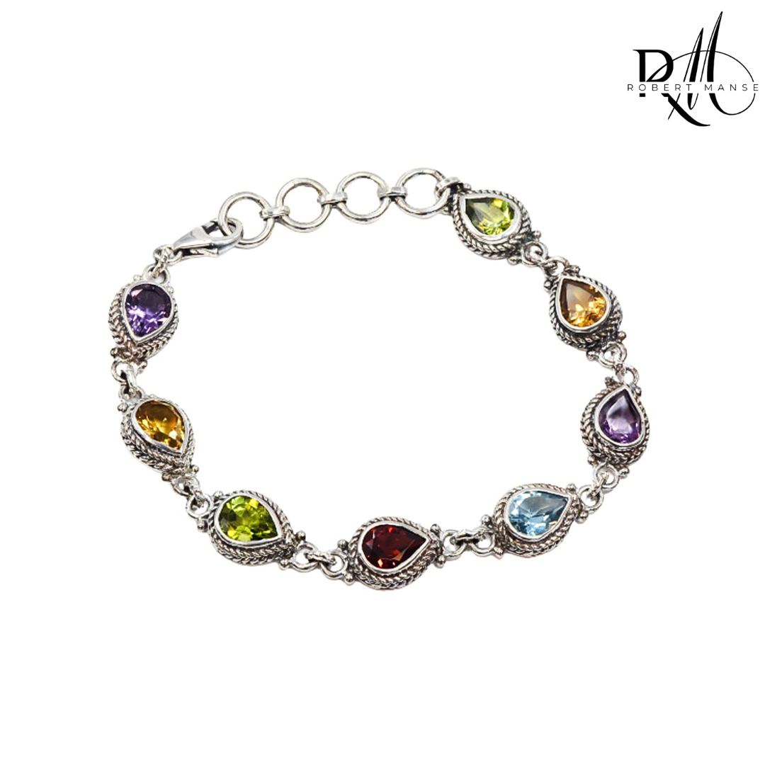 Gem RoManse Chunky Tennis Style Sterling Silver Bracelet