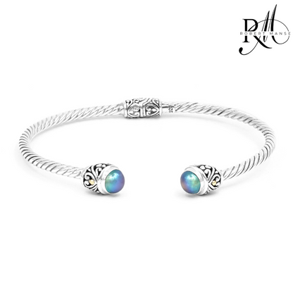 Bali RoManse Mabe Pearl & Sterling Silver Hinge Cuff Bracelets