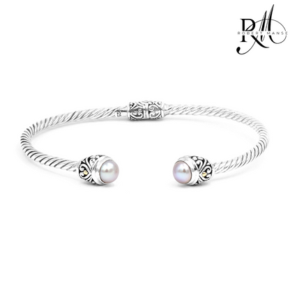 Bali RoManse Mabe Pearl & Sterling Silver Hinge Cuff Bracelets