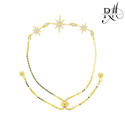 CZ RoManse Twinkling Stars Rhodium Plated Adjustable Bracelet
