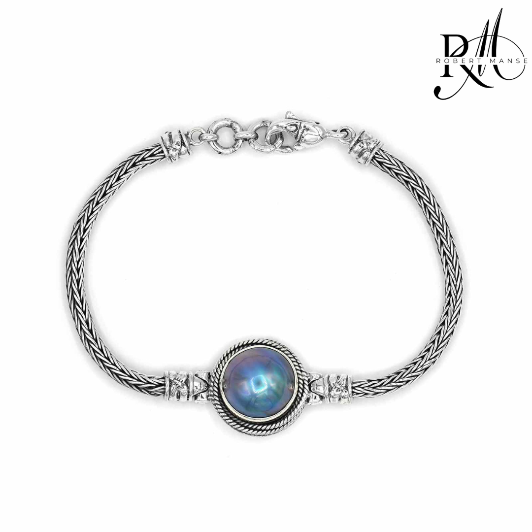 Bali RoManse Mabe Pearl Tulanga Naga Sterling Silver Bracelet