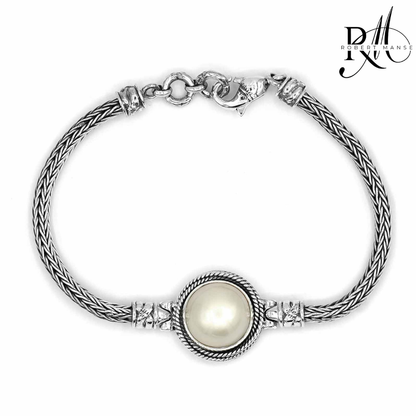 Bali RoManse Mabe Pearl Tulanga Naga Sterling Silver Bracelet