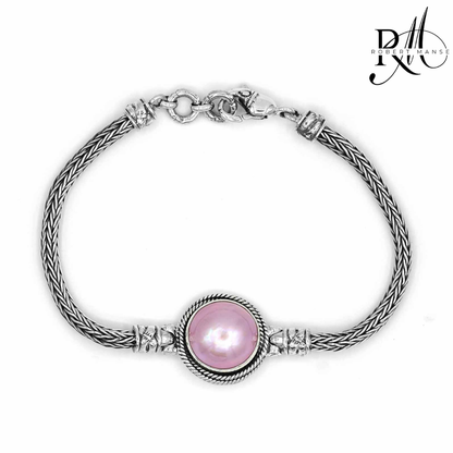 Bali RoManse Mabe Pearl Tulanga Naga Sterling Silver Bracelet