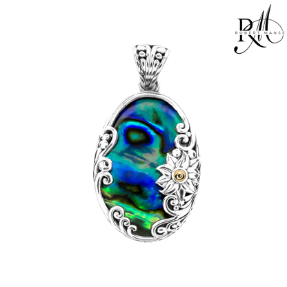 Bali RoManse Floral Vines Sterling Silver & 18K Gold Pendant