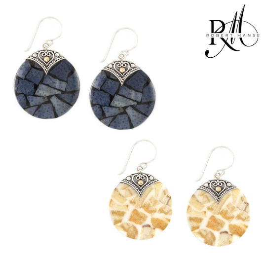 Bali RoManse Coral Sterling Silver Earrings with 18k Gold Accents