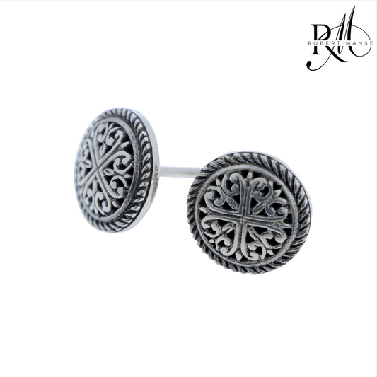 Bali RoManse Sterling Silver Round Scroll Stud Earrings