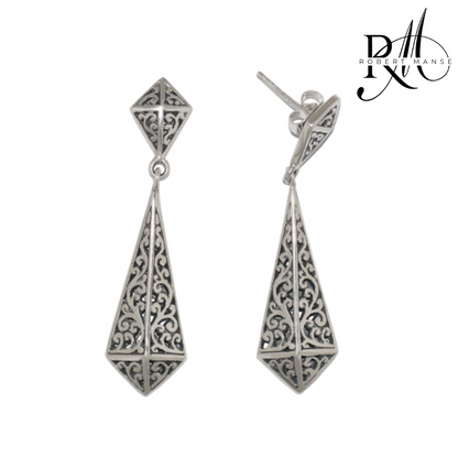 Bali RoManse Filigree Drop Sterling Silver Stud Earrings