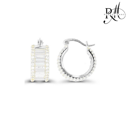CZ RoManse Baguette & Pavè Small Hoop Earrings