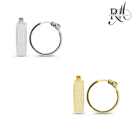 CZ RoManse Micro Pavé Hoop Sterling Silver Earrings