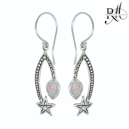 Bali RoManse Falling Star Created Opal Sterling Silver Dangle Earrings