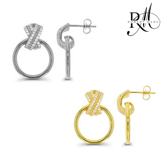 CZ RoManse Hoop Stud Earrings - Available in Sterling Silver or Plated 18k Gold