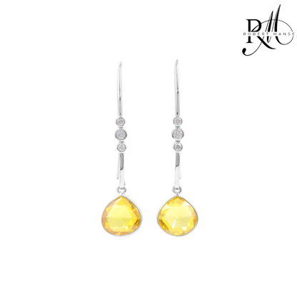 CZ RoManse Color Drop Rhodium Plated Sterling Silver Earrings