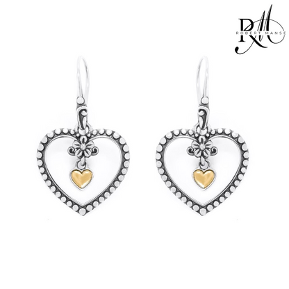 Bali RoManse 18K Gold Heart Sterling Silver Earrings