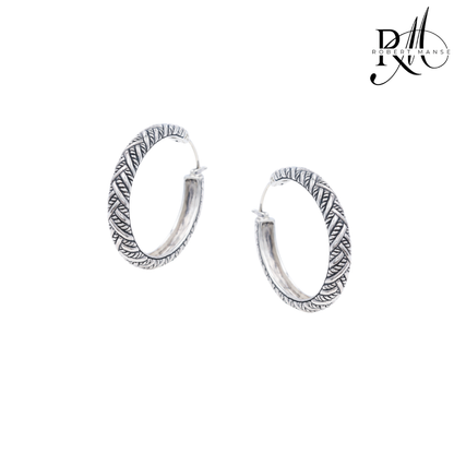 Bali RoManse Braided Sterling Silver Oval Hoop Earrings