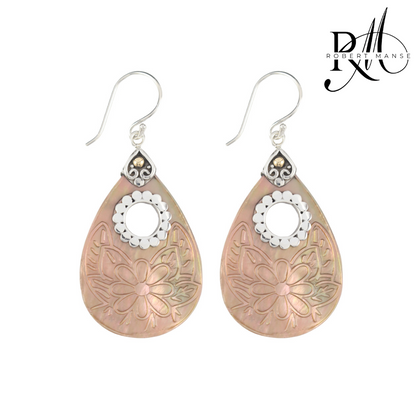 Bali RoManse Open Mother of Pearl Sterling Silver Earrings with 18K Gold Accents